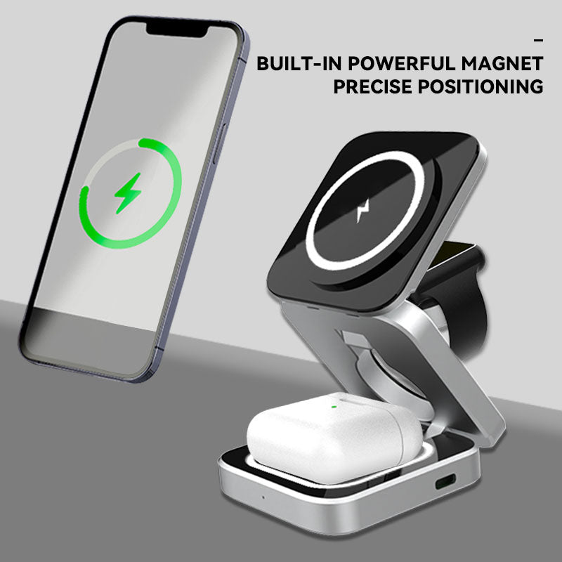 VeloCharge Magnetic Foldable 3-In-1 Wireless Charger For iPhone AirPods Apple Watch