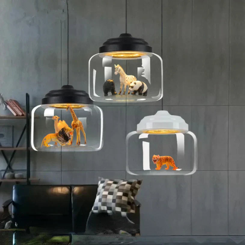 AuroraNest Dyr Glas LED Loftlampe til Børneværelse