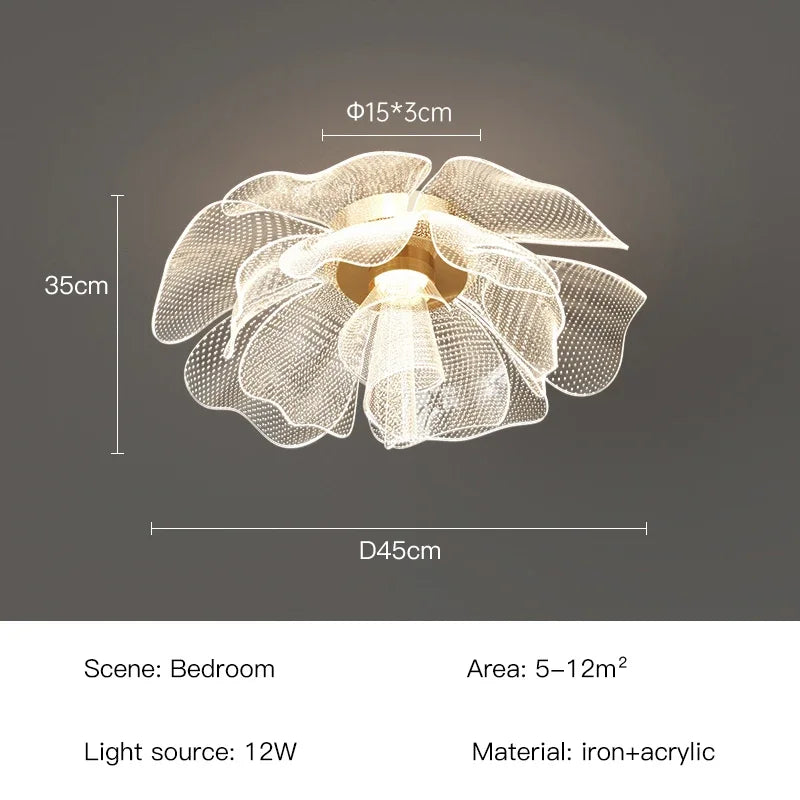 LumaFlora Golden Flower LED Ceiling Light for Bedroom
