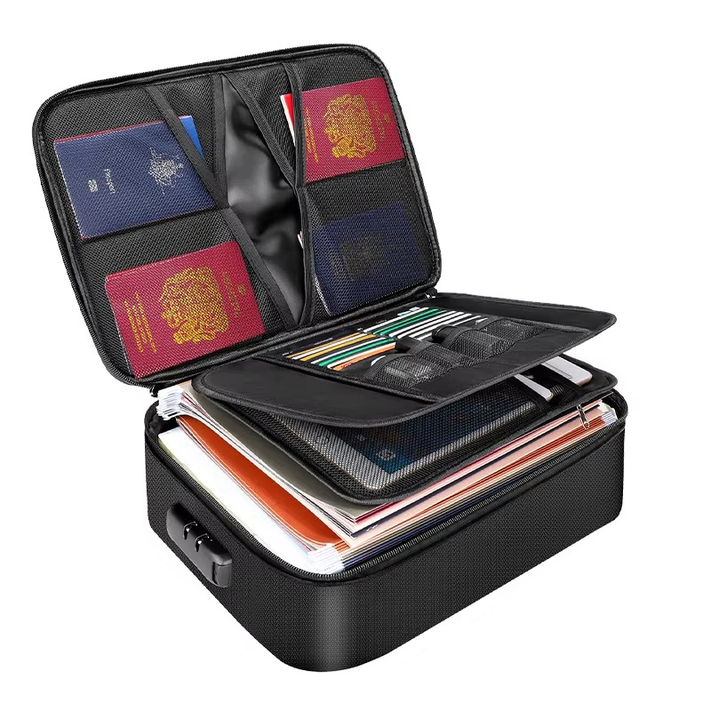 Portable Fireproof and Waterproof Document Organizer Bag for Travel and Home Security