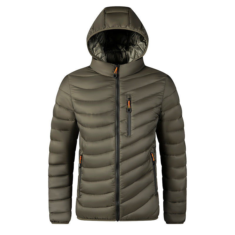 Nordfell Men's Cotton Padded Hooded Windbreaker Jacket for Autumn and Winter