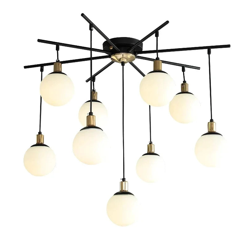 Virelle postmoderne glaslysekrone med LED til stuen