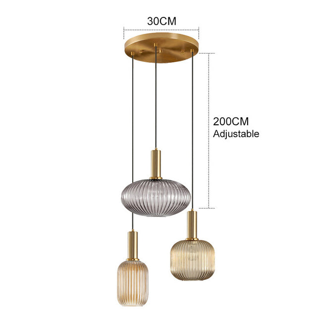 Levande retro glaspendellampa med LED för vardagsrum och sovrum