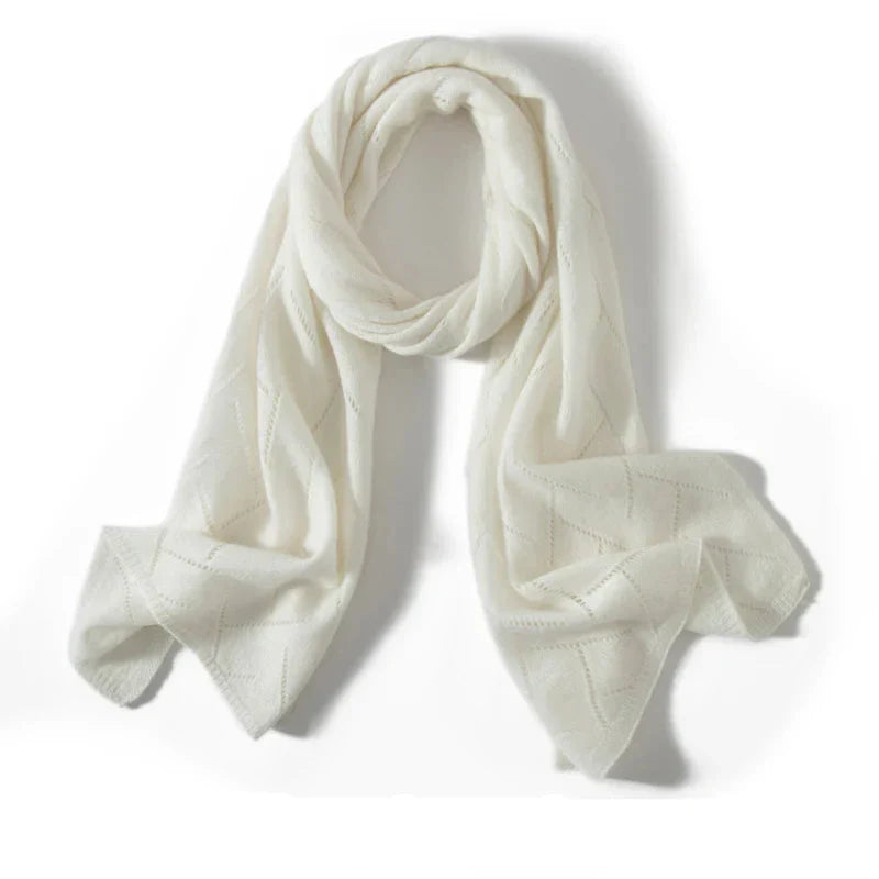 Patricia - 100% Cashmere Scarf – Soft, Warm Solid Color Knitted Jacquard Scarf for Women