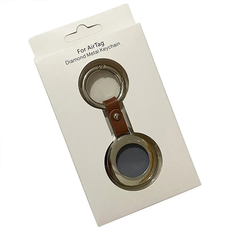 Carcasă protectoare din piele și metal pentru Apple AirTags