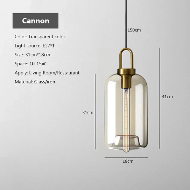 Industrial Glass Cord Pendant Light With Color Options And 3-Year Warranty