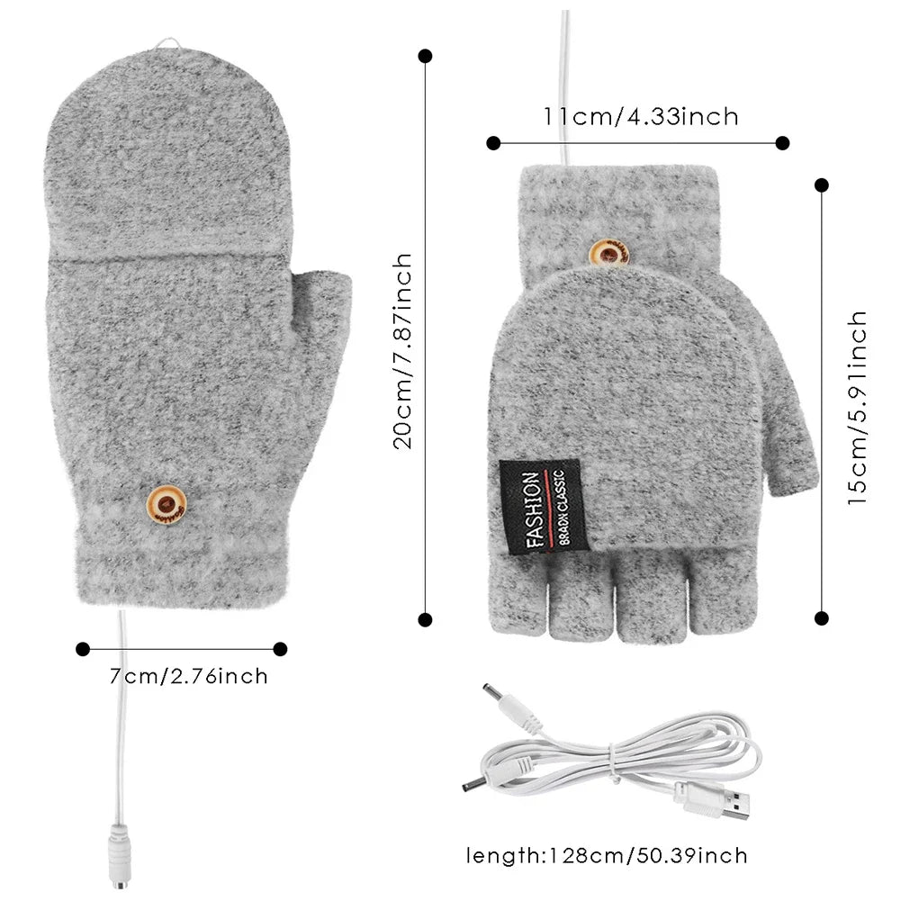 Guantes Calefactables Recargables por USB con Tres Ajustes de Temperatura