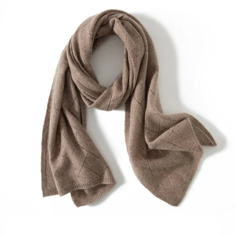 Patricia - 100% Cashmere Scarf – Soft, Warm Solid Color Knitted Jacquard Scarf for Women