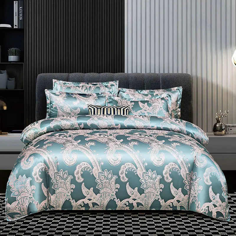 Aurelia Satin Rayon Jacquard Duvet Cover Set 220x240 for Double Bed