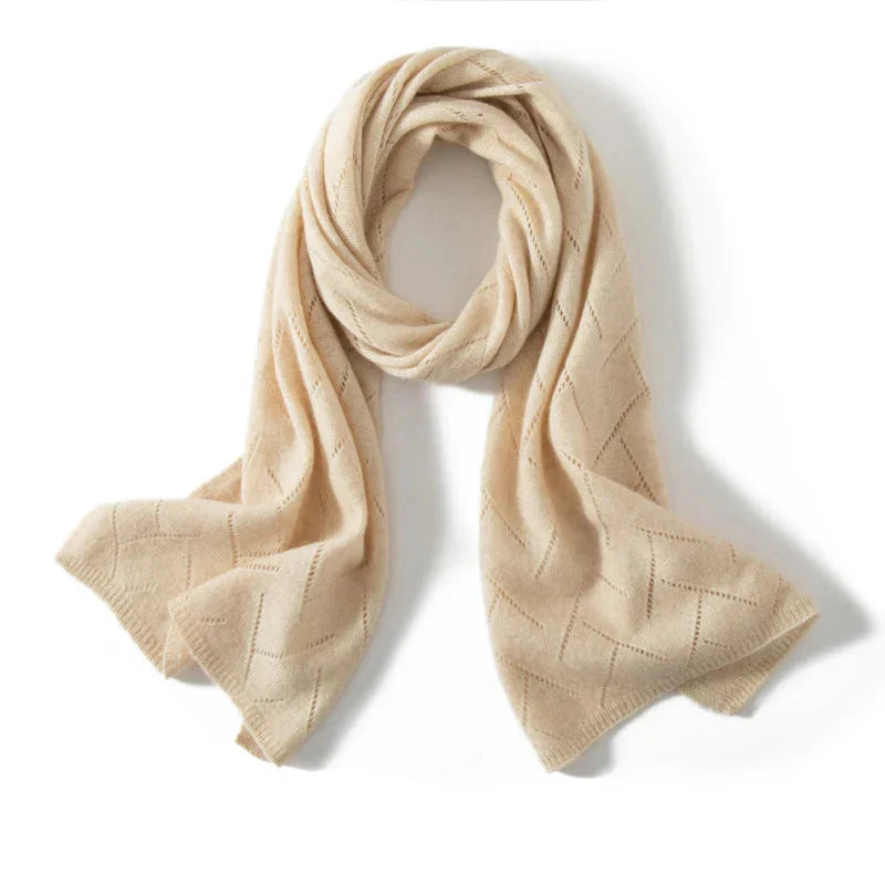Patricia - 100% Cashmere Scarf – Soft, Warm Solid Color Knitted Jacquard Scarf for Women