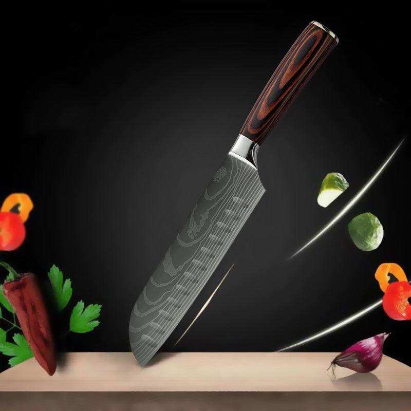 چاقوی سانتوکو ژاپنی دقیق برای آشپزهای خانگی با دسته ارگونومیک