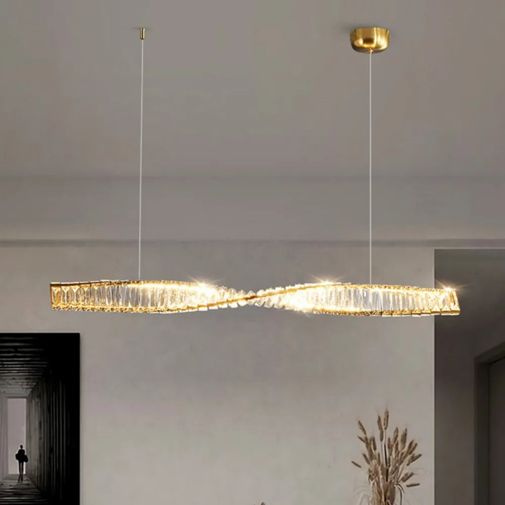 Lumeris Modern Crystal Spiral LED Dining Pendant Light