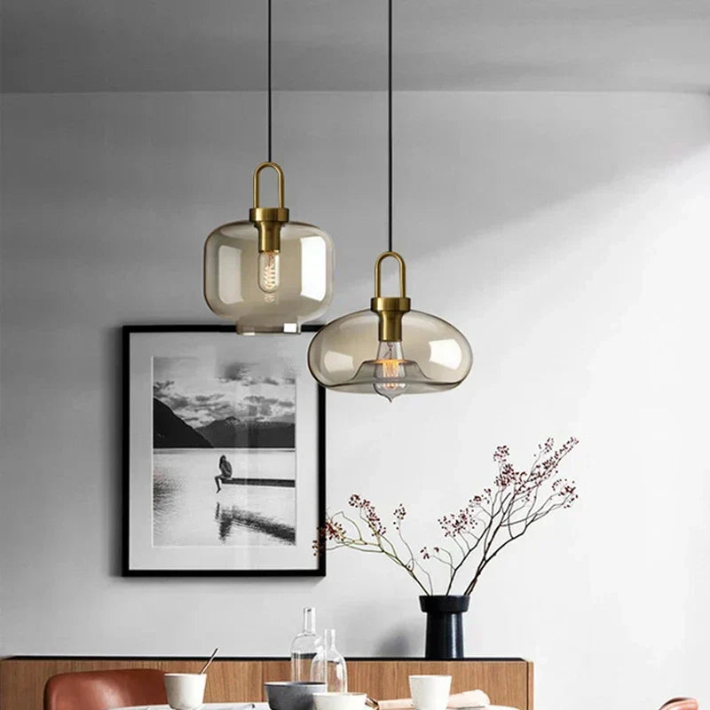 Industrial Glass Cord Pendant Light With Color Options And 3-Year Warranty