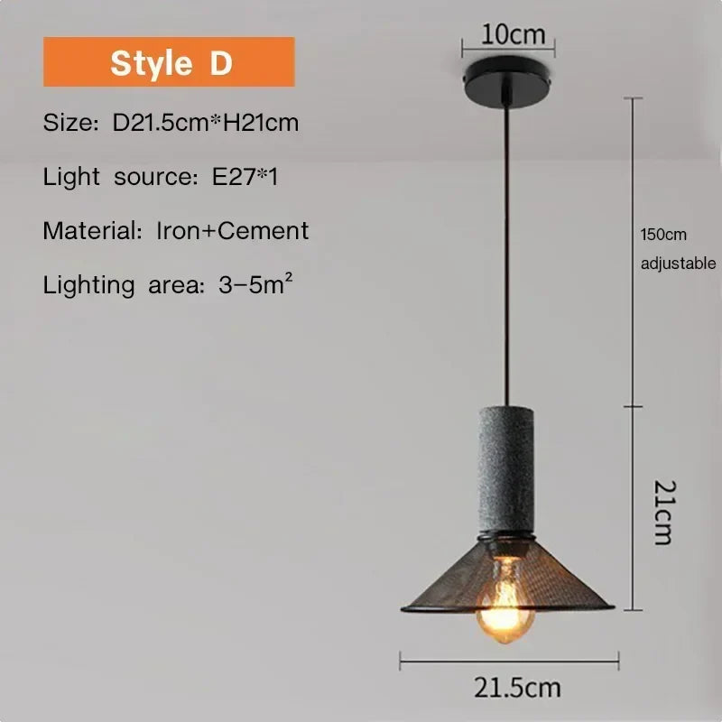 Quarryline Retro American Cement Pendant Lamp For Kitchens