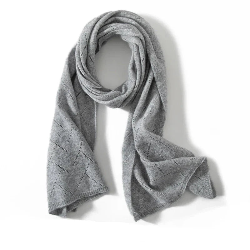 Patricia - 100% Cashmere Scarf – Soft, Warm Solid Color Knitted Jacquard Scarf for Women