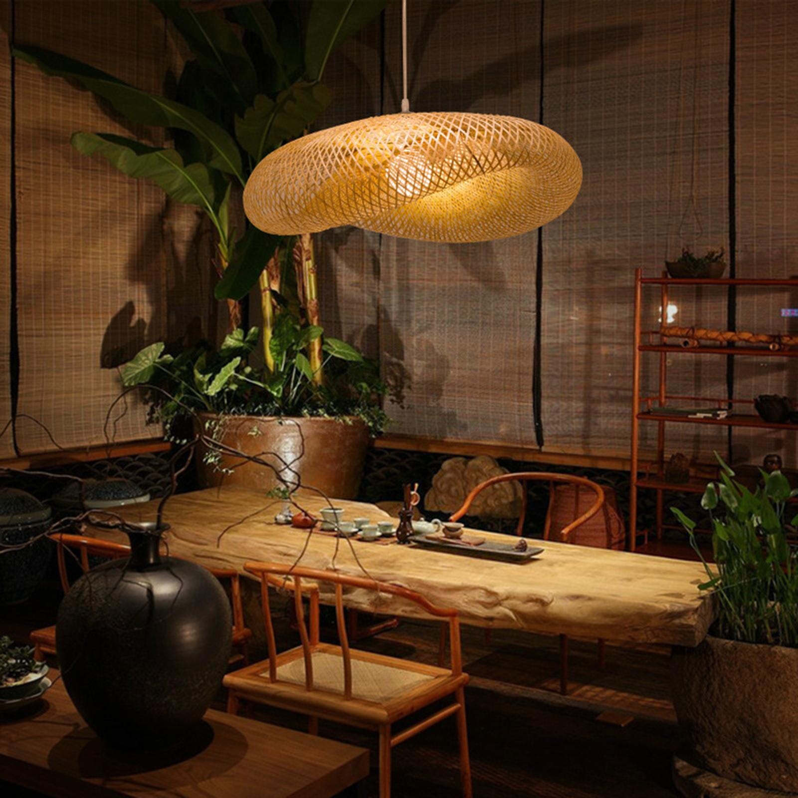 BambooLoom Handwoven Pendant Lamp With LED Lighting