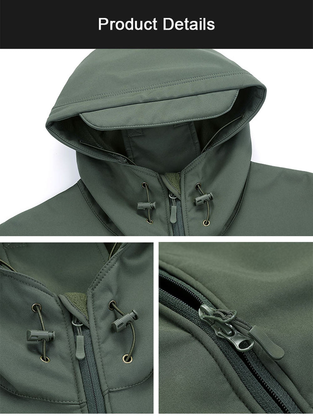 AtlasEdge Sharkskin měkká softshellová bunda taktická větruodolná nepromokavá bunda s kapucí