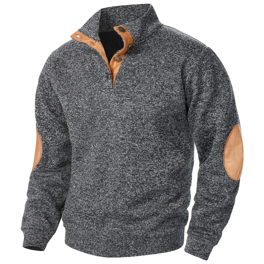 Astra Stand Collar Knitted Sweater With Button Details And Long Sleeves