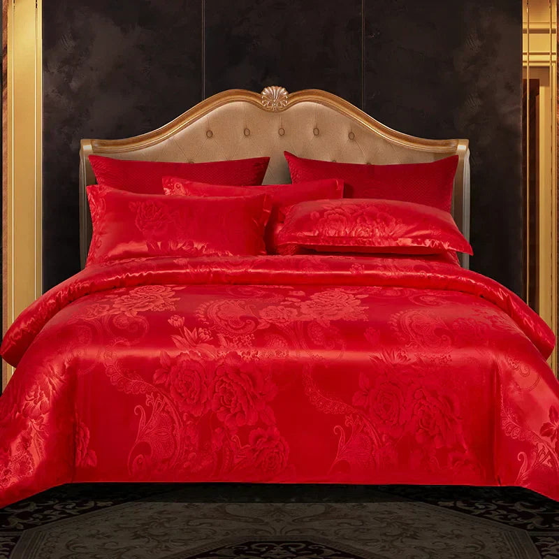Aurelia Satin Rayon Jacquard Duvet Cover Set 220x240 for Double Bed