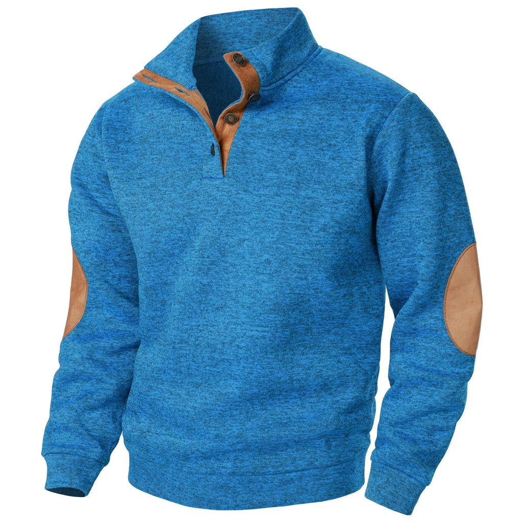 Astra Stand Collar Knitted Sweater With Button Details And Long Sleeves