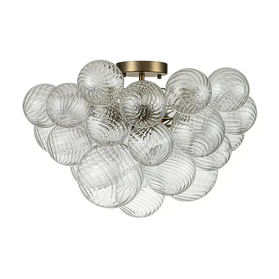Luminix Bubble Chandelier with Ribbed Glass and Gold Finish
