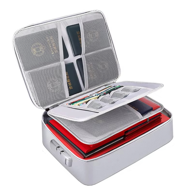 Portable Fireproof and Waterproof Document Organizer Bag for Travel and Home Security