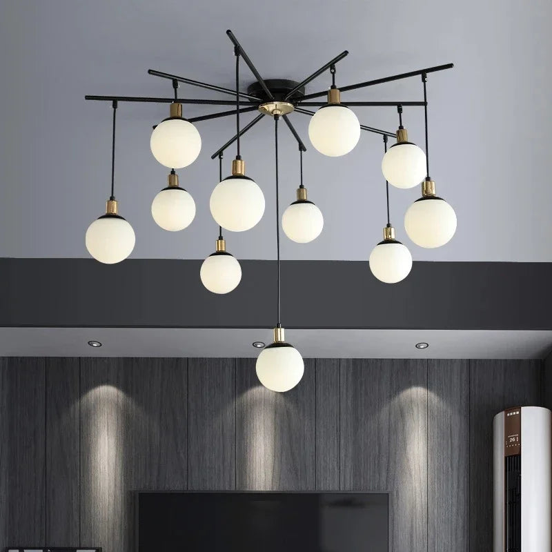 Velora postmoderní skleněný lustr s LED do obývacího pokoje