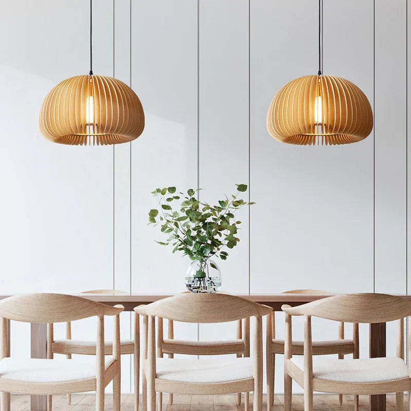 Lampada a Sospensione Zucca Rustica LumenOak con Altezza Regolabile Ideale per Sale da Pranzo