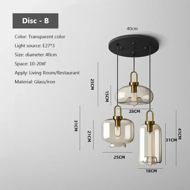 Industrial Glass Cord Pendant Light With Color Options And 3-Year Warranty