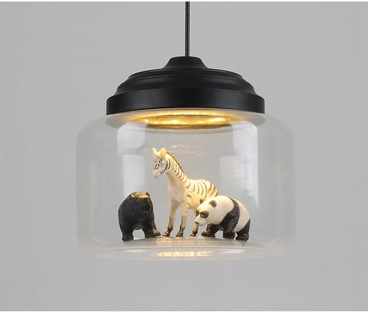 AuroraNest Dyr Glas LED Loftlampe til Børneværelse
