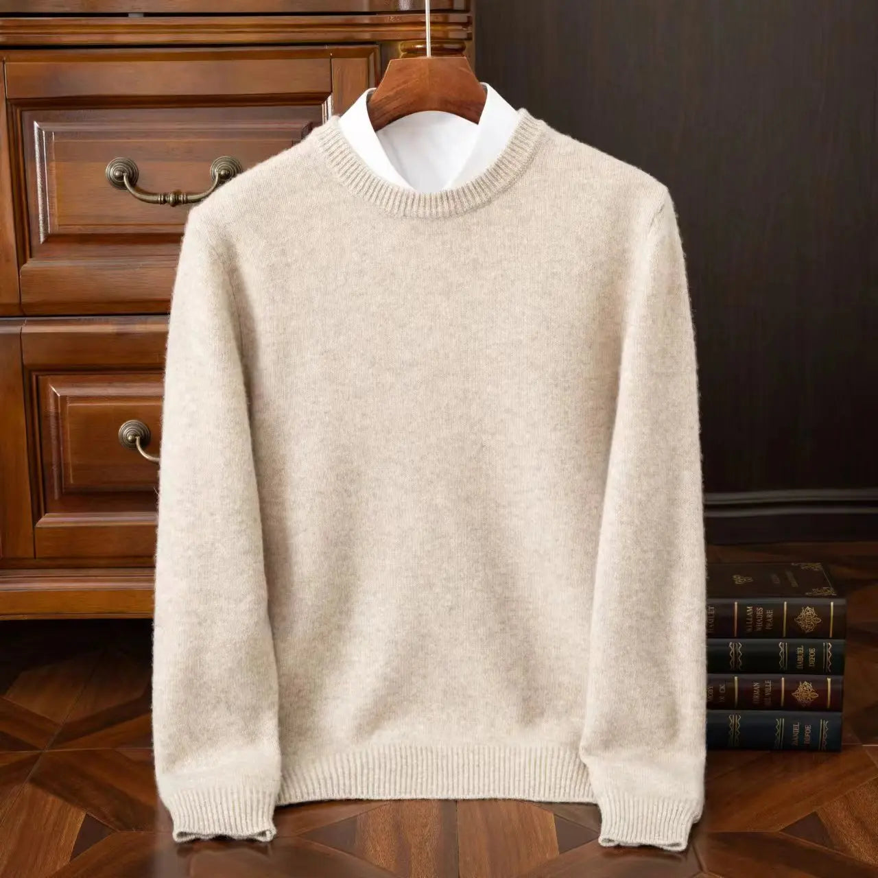 Nova 100% Wool Men’s Cashmere O Neck Sweater Pullover