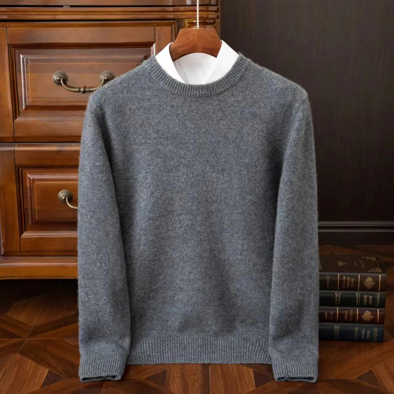 Nova 100% Wool Men’s Cashmere O Neck Sweater Pullover