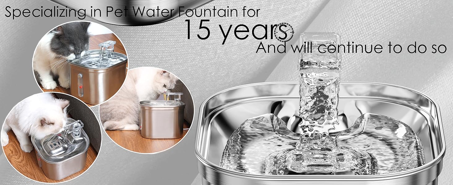 Cat Water Fountain Made Of Stainless Steel With Continuous Fresh Water Flow