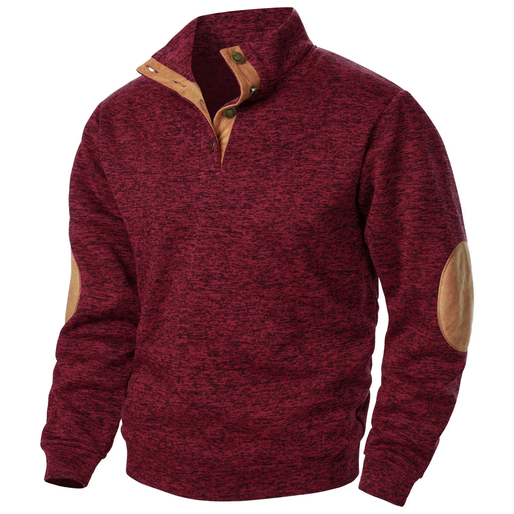 Astra Stand Collar Knitted Sweater With Button Details And Long Sleeves