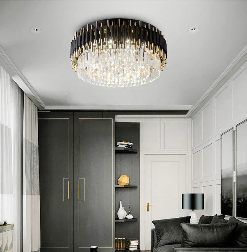 Astrahaven Krystal Sort Lysekrone med Retro Moderne Charm