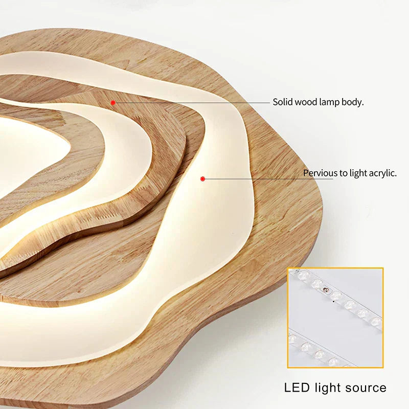 Aureon Bloom Wood & Metal Chandelier, Two-Layer Design