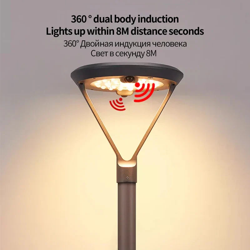 Solar Powered Courtyard Light With Motion Sensor And Waterproof Design