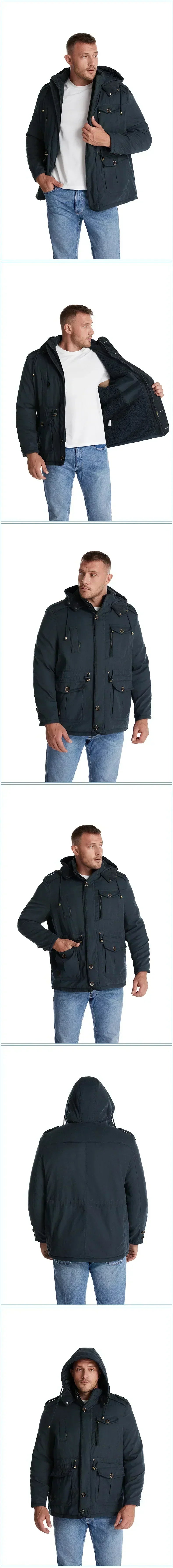 Větruodolná parka s kapucí pro muže s celodenním teplem