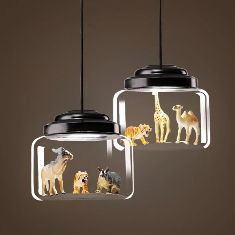 AuroraNest Dyr Glas LED Loftlampe til Børneværelse