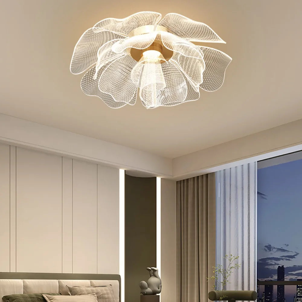 LumaFlora Golden Flower LED Ceiling Light for Bedroom