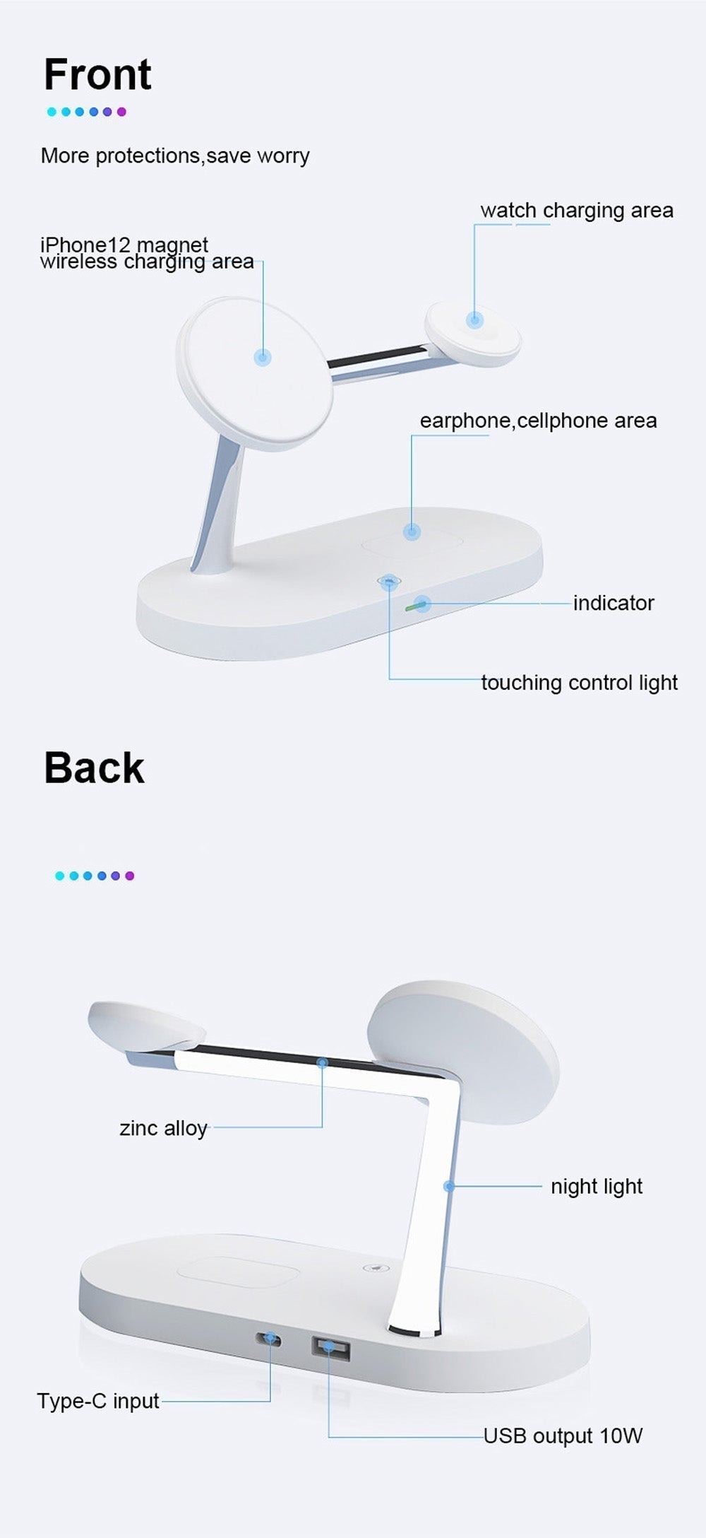 NovaHalo 5 w 1 magnetyczna stacja ładująca z lampką nocną do MagSafe