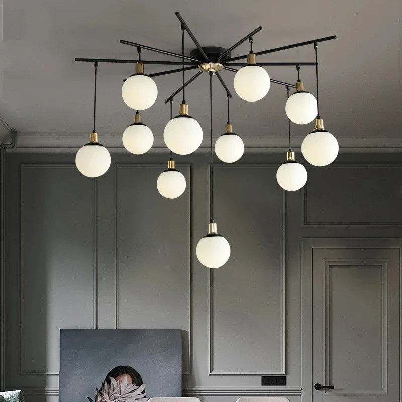 Virelle postmoderne glaslysekrone med LED til stuen