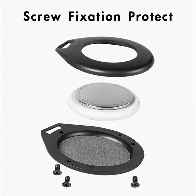 Carcasă protectoare din piele și metal pentru Apple AirTags