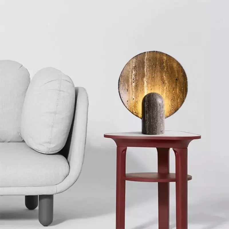 AstraLume Travertine Stone Lamp Handcrafted Radiance