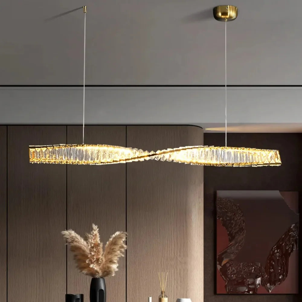 Lumeris Modern Crystal Spiral LED Dining Pendant Light
