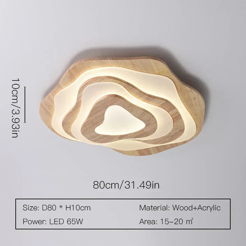 Aureon Bloom Wood & Metal Chandelier, Two-Layer Design