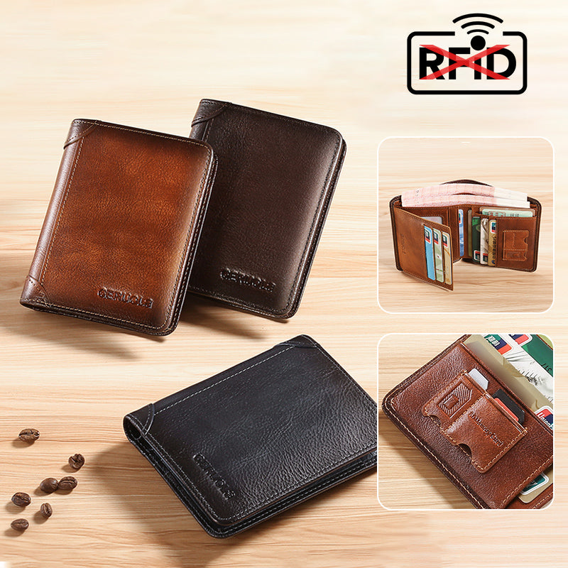 Porta carte sottile in pelle con blocco RFID per uomo