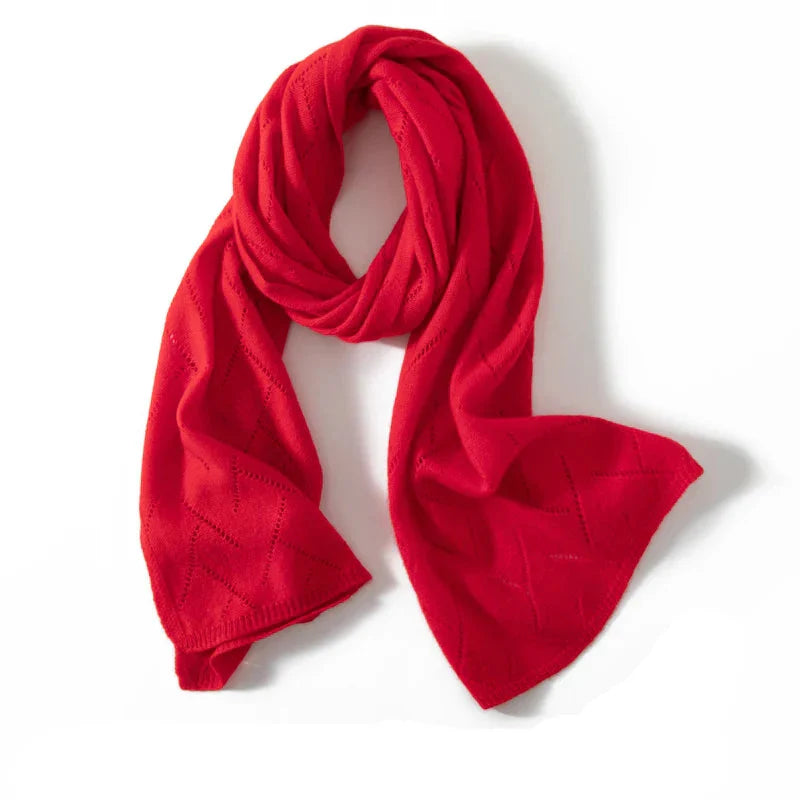 Patricia - 100% Cashmere Scarf – Soft, Warm Solid Color Knitted Jacquard Scarf for Women