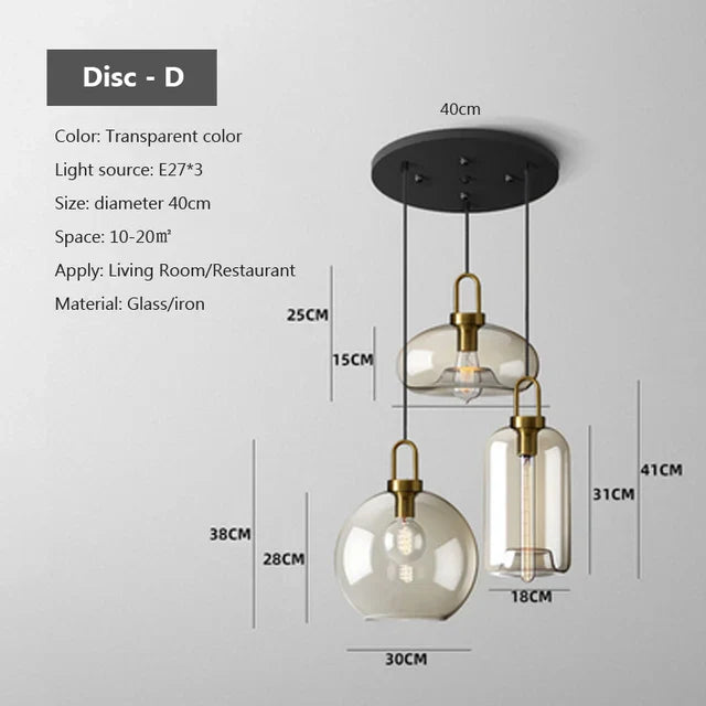 Industrial Glass Cord Pendant Light With Color Options And 3-Year Warranty