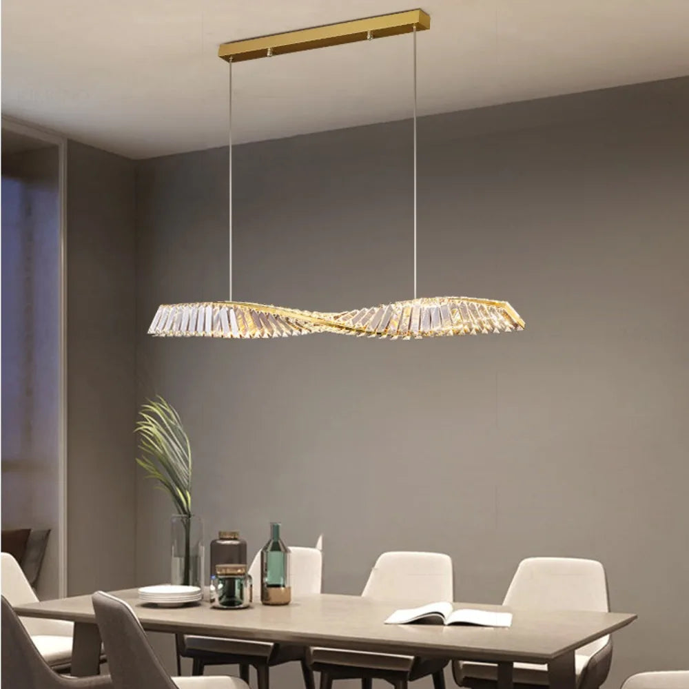 Lumeris Modern Crystal Spiral LED Dining Pendant Light